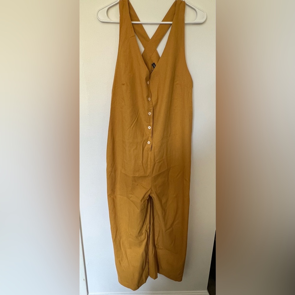 Stylish Mustard Yellow Linen Jumpsuit